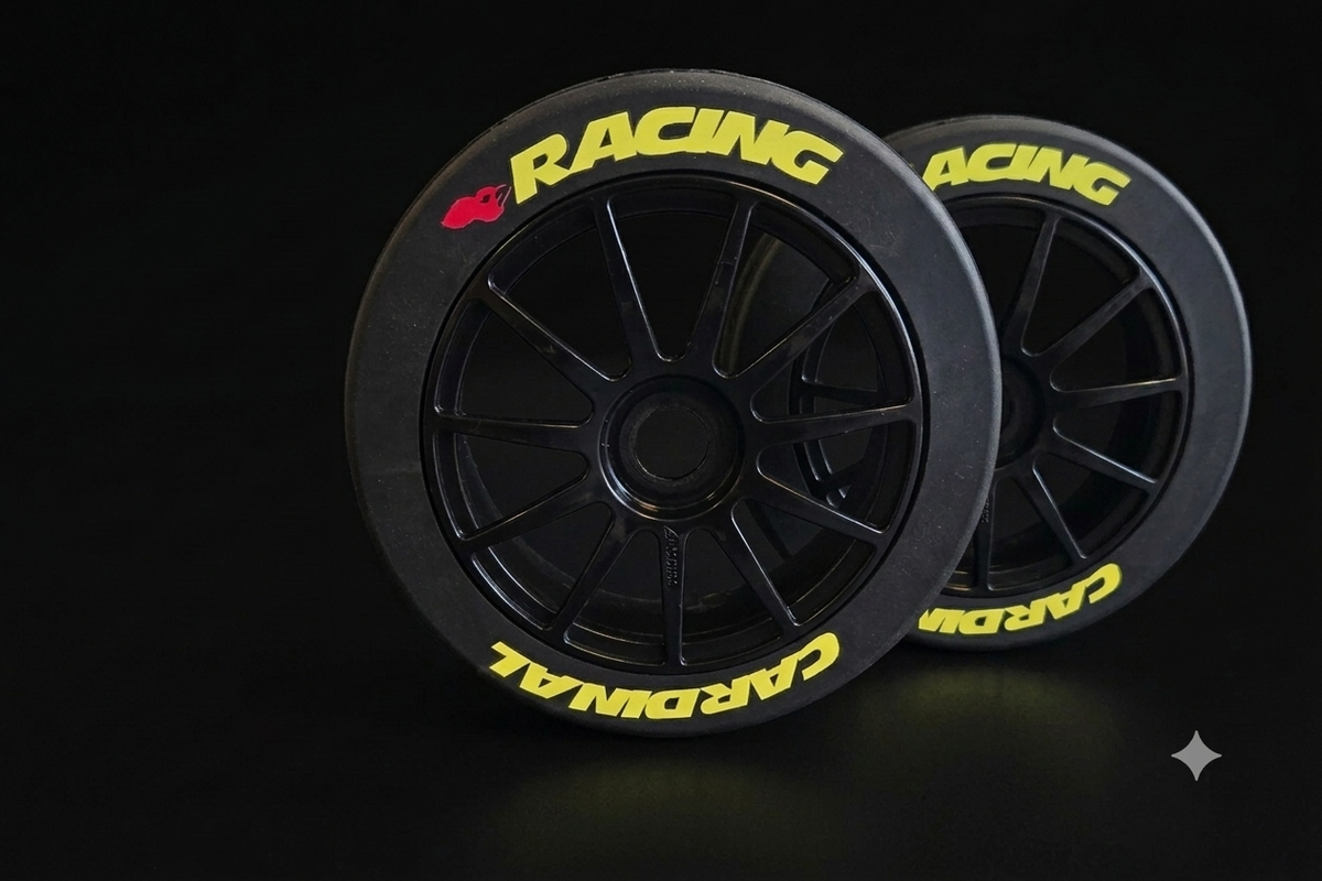 Cardinal Racing Semi Slick On-Road Tyres - RX Tires BLACK Rims pair